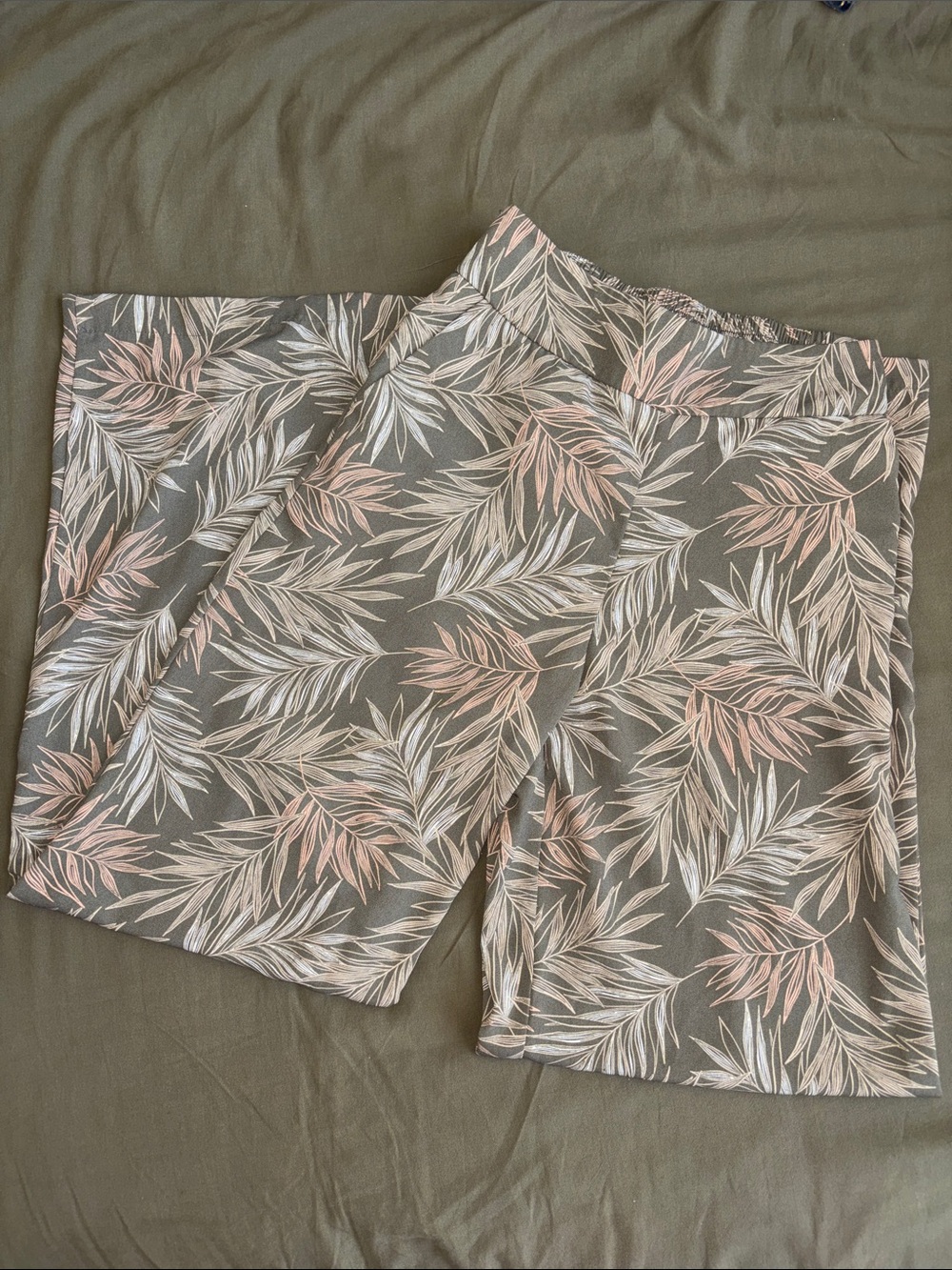 a new day Olive Lounge Pants with Blush Leaf Print